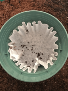 Pot lined with a coffee filter