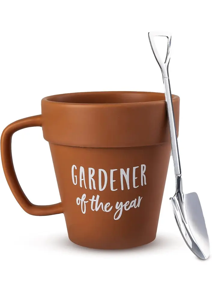 Garden Pot Ceramic Mug and Shovel Spoon